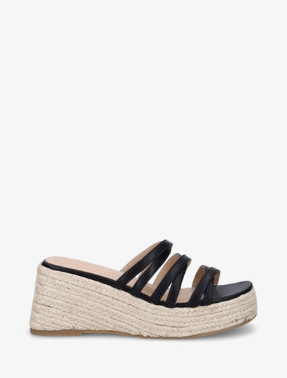 Mules compensées multibrides en simili - Noir - 5