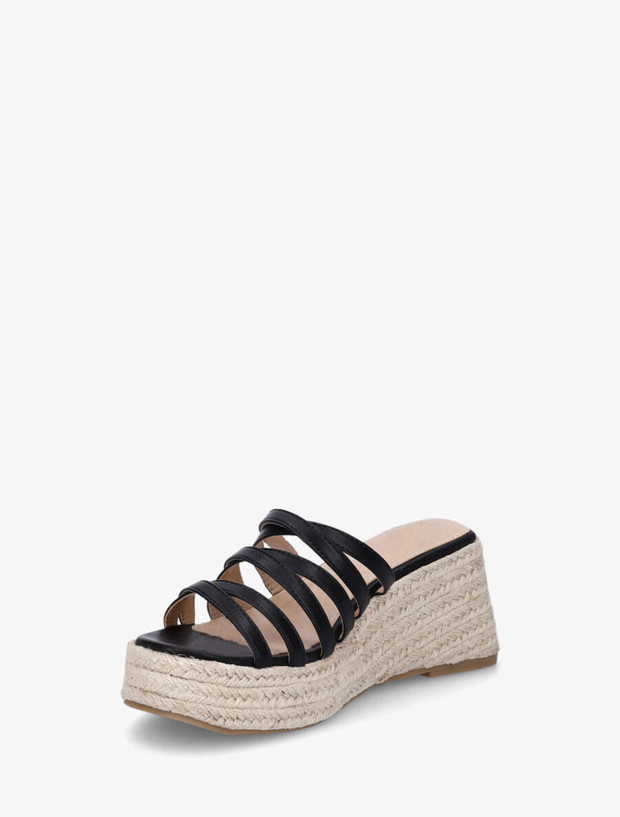 Mules compensées multibrides en simili - Noir - 3