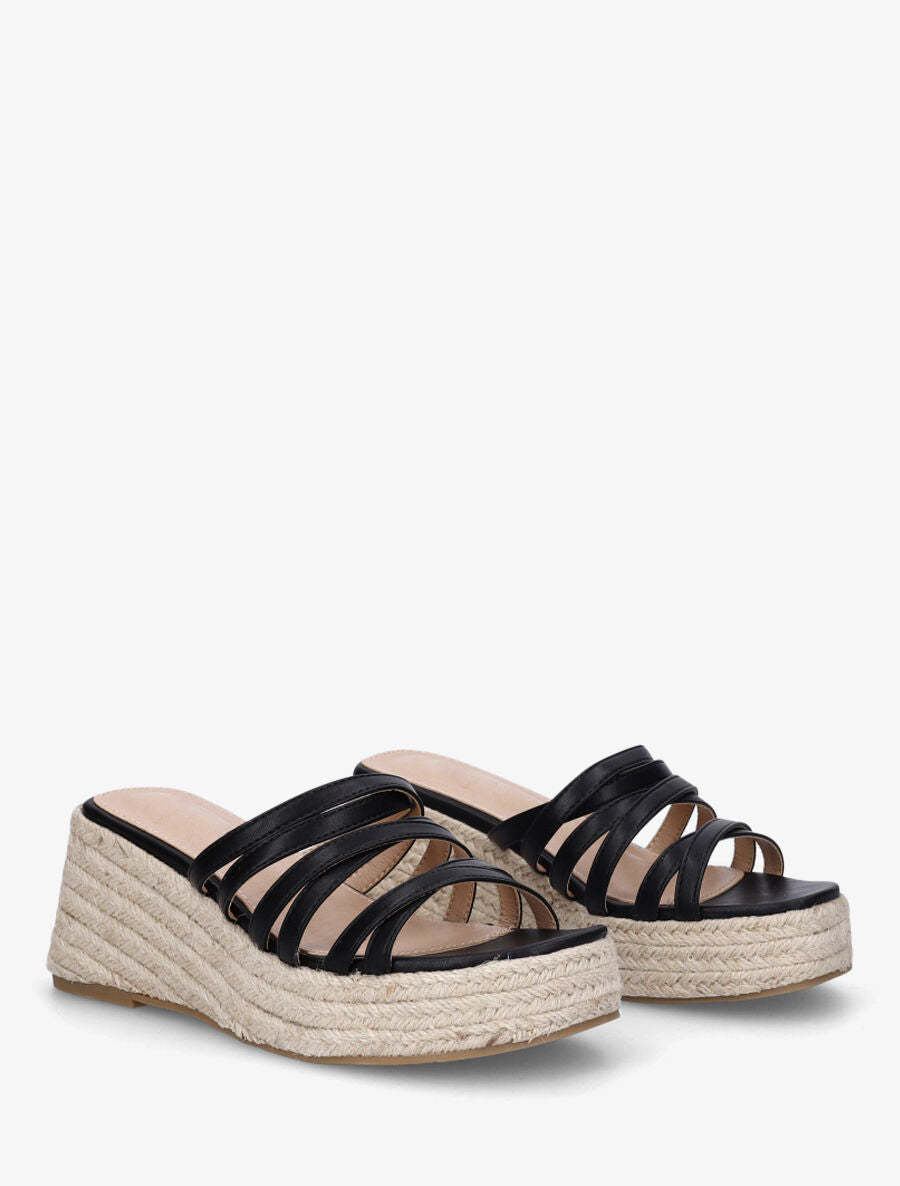 Mules compensées multibrides en simili - Noir - 4