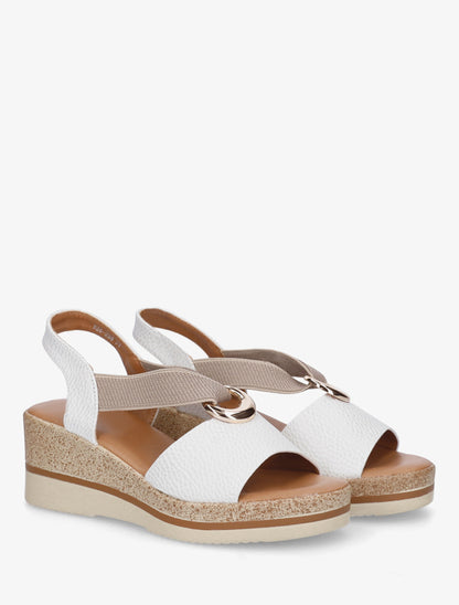 Sandales compensées en simili à enfiler - Blanc - 4