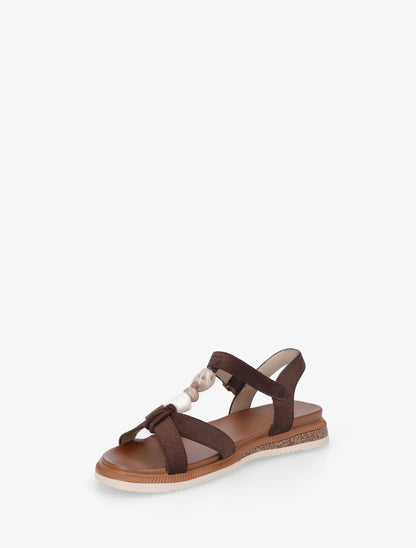 Nu-pieds en suédine à empiècement bijoux pierres - Marron - 3