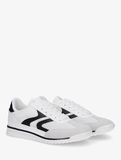 Baskets bimatière à empiècements zig-zag - Blanc - 4