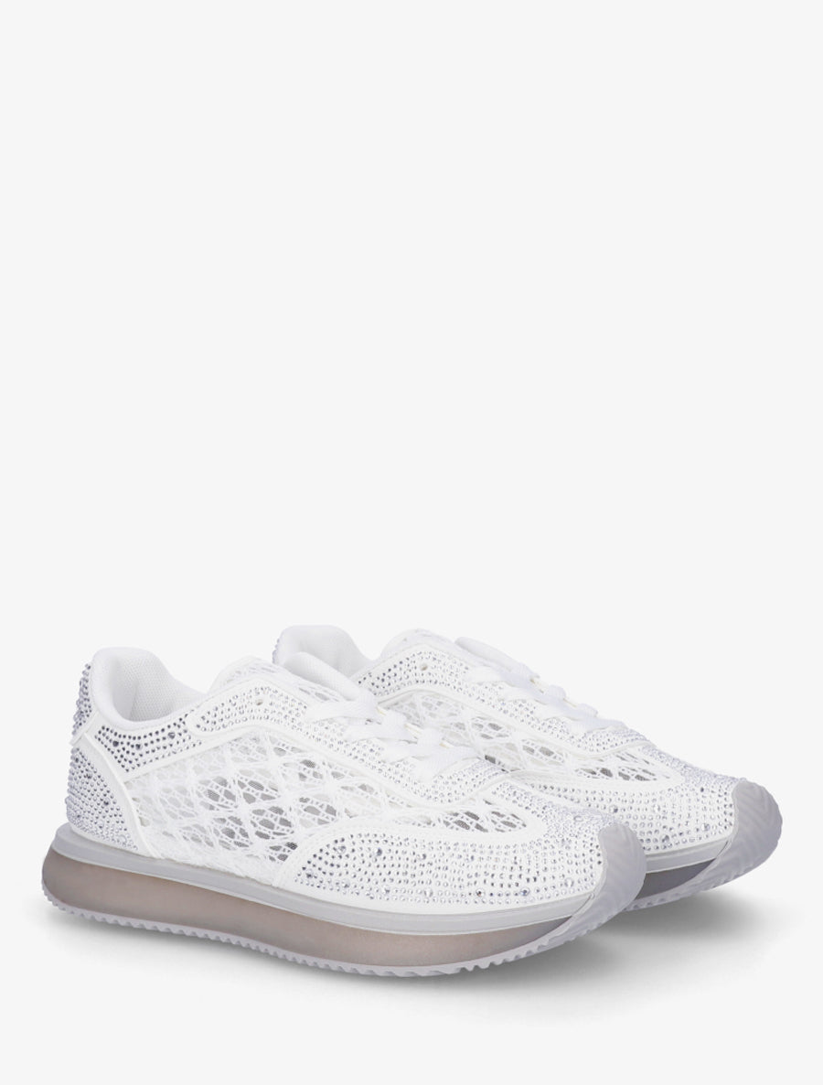 Baskets brodées à strass - Blanc - 4