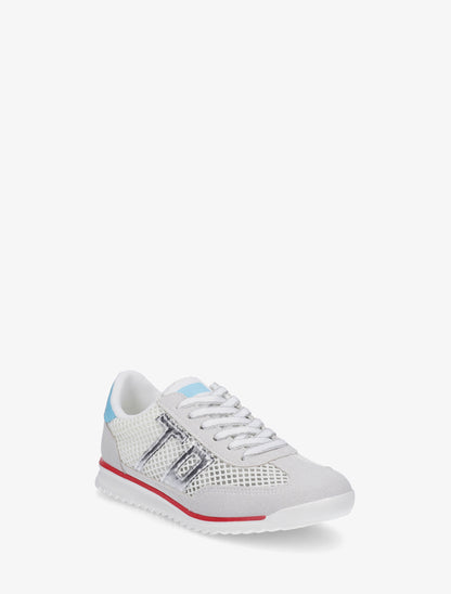 Sneakers bimatière floquées - Blanc - 2