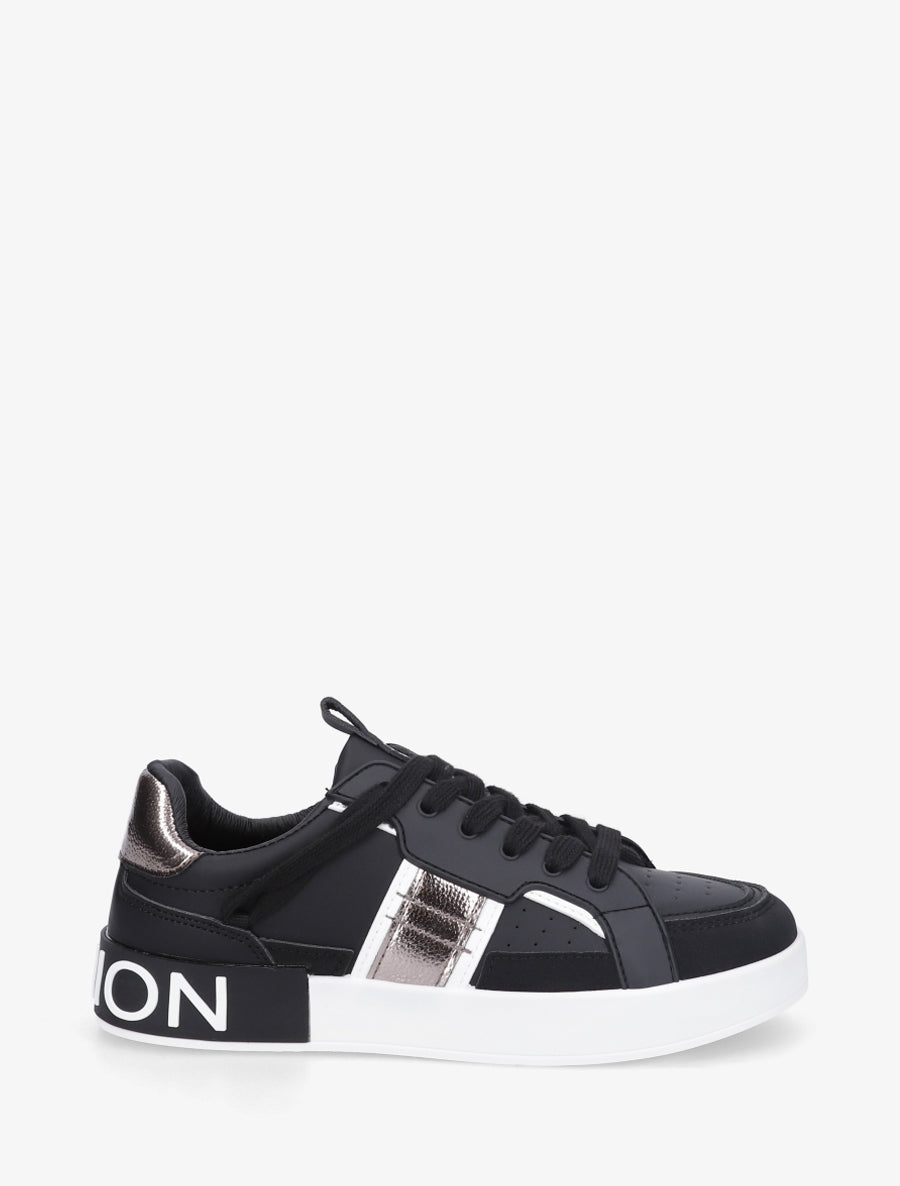 Baskets en simili à bande irisée - Noir - 1