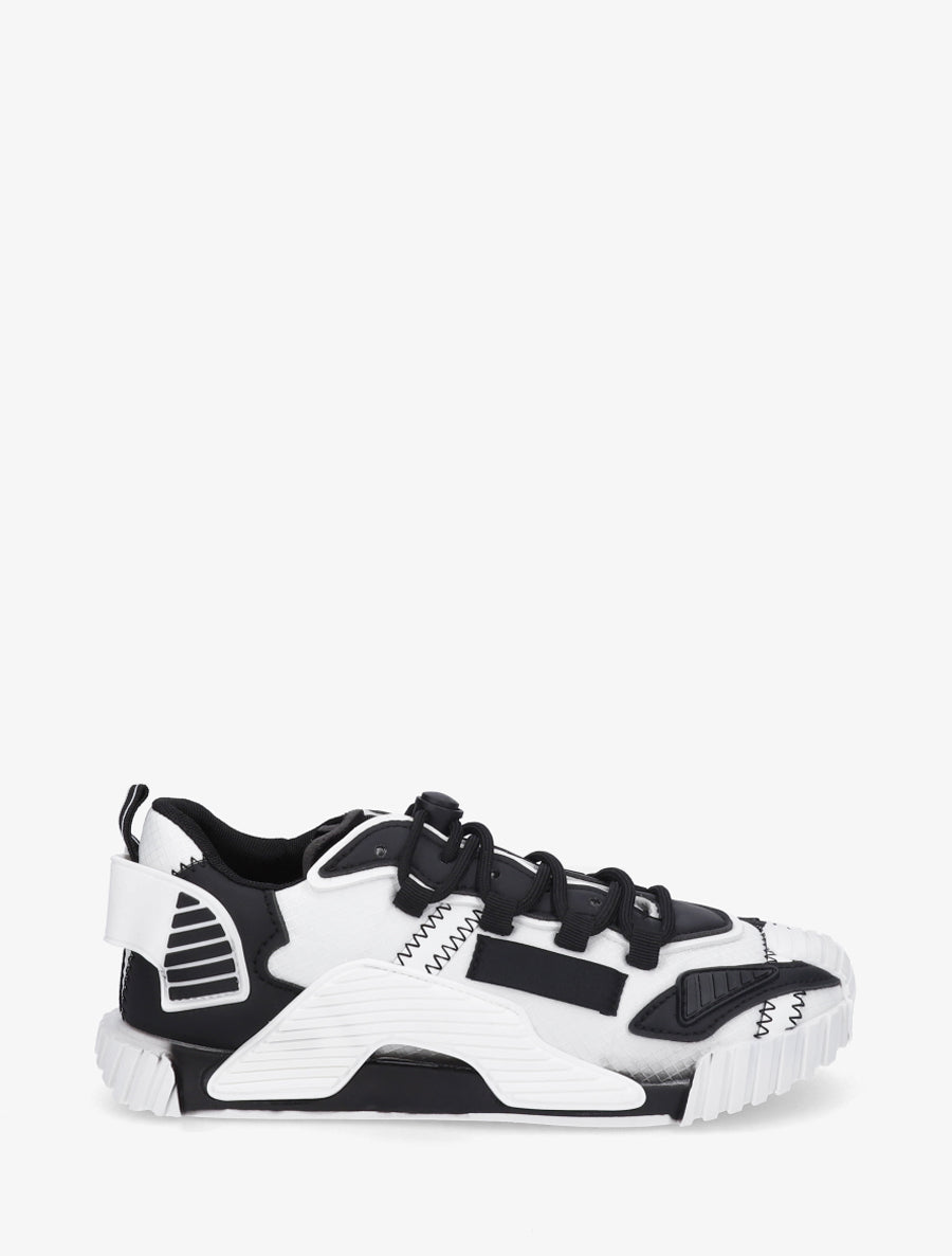 Baskets bimatière à empiècement stylisés - Noir - 1