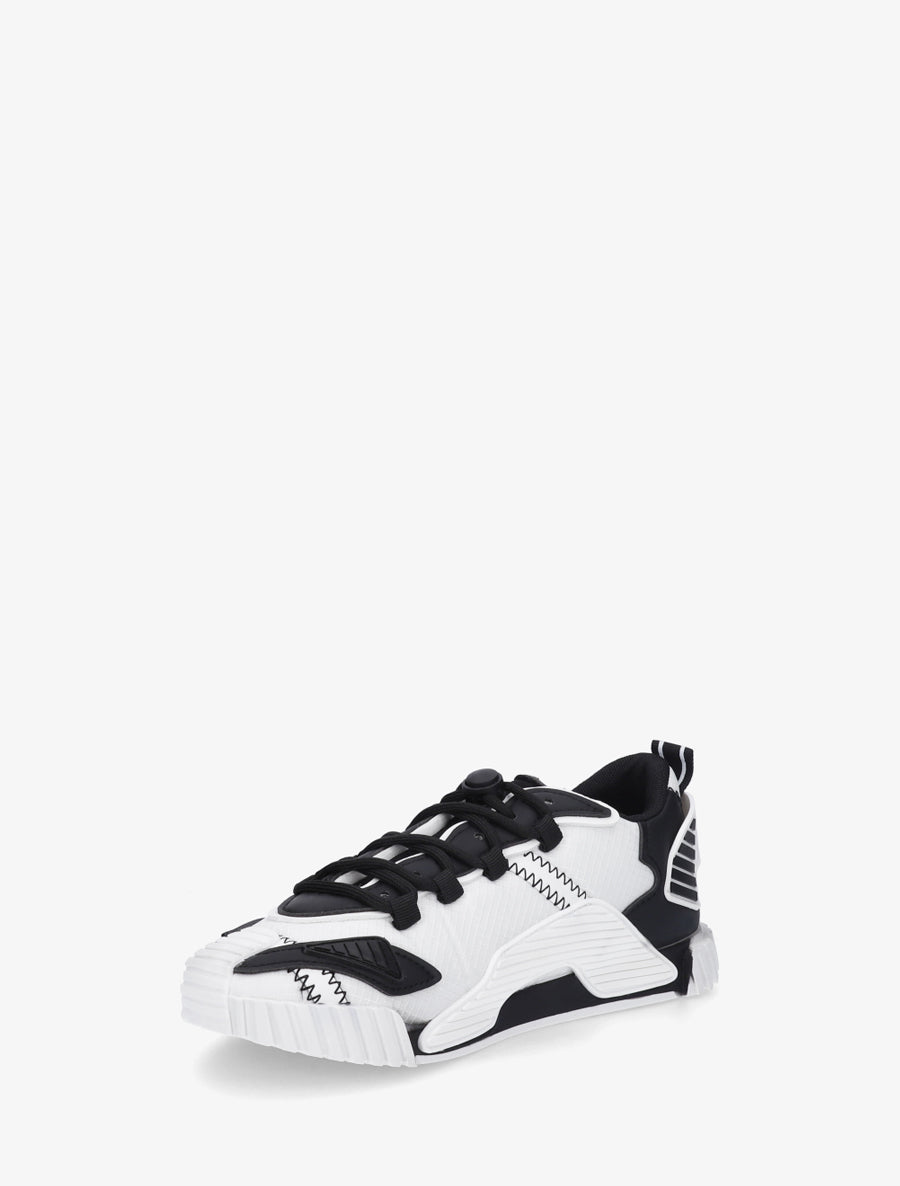 Baskets bimatière à empiècement stylisés - Noir - 3
