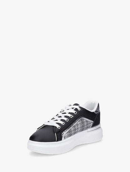 Baskets bi-matière à liseré pailleté - Noir - 3