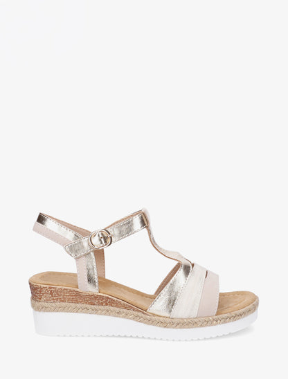 Sandales nacrées à bride en T fantaisie - Beige - 1