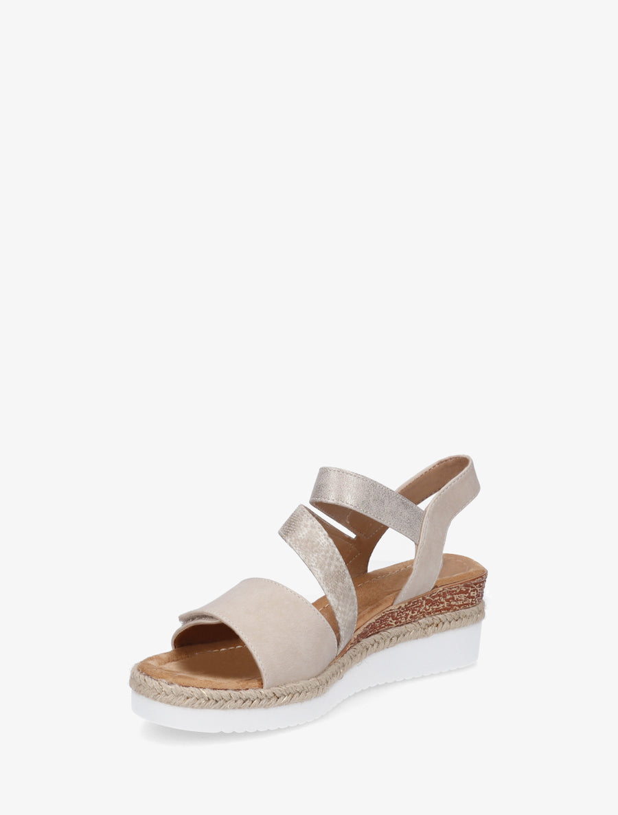 Sandales compensées à scratch - Beige - 3