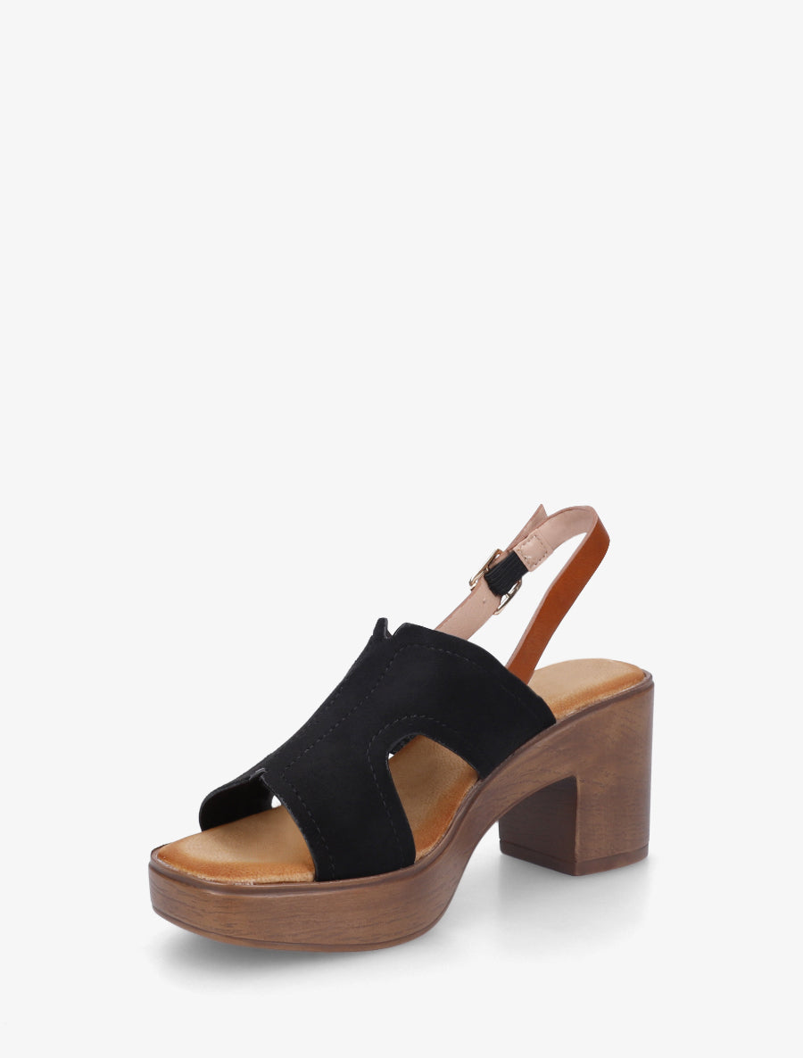 Sandales à talon à bride ajourée - Noir - 3