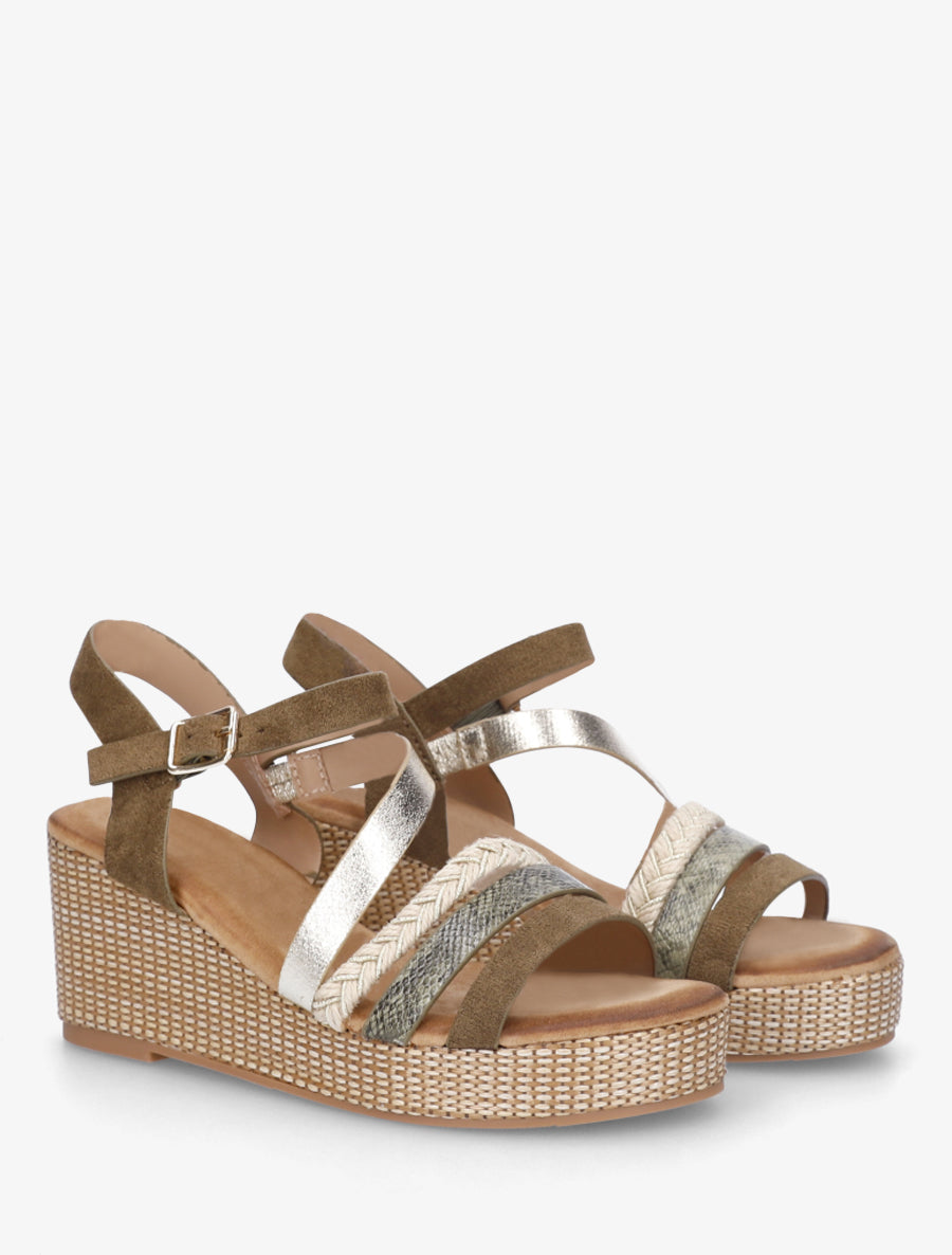 Sandales multibride fantaisie - Kaki - 4