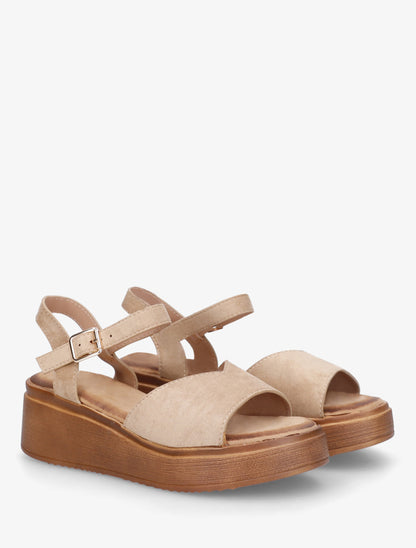 Sandales en suédine à bride en V - Taupe - 4