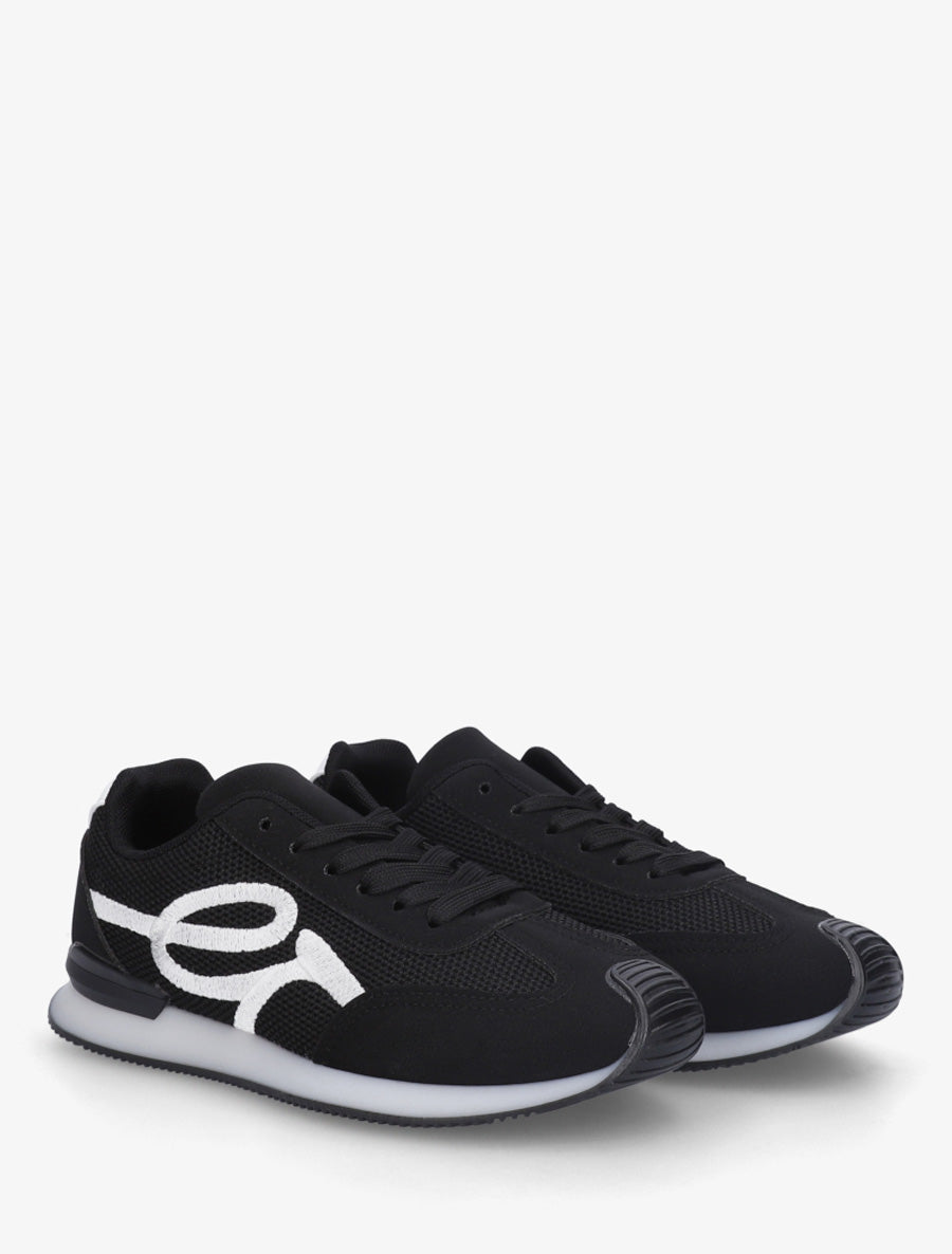 Baskets bimatière à broderie fantaisie - Noir - 4