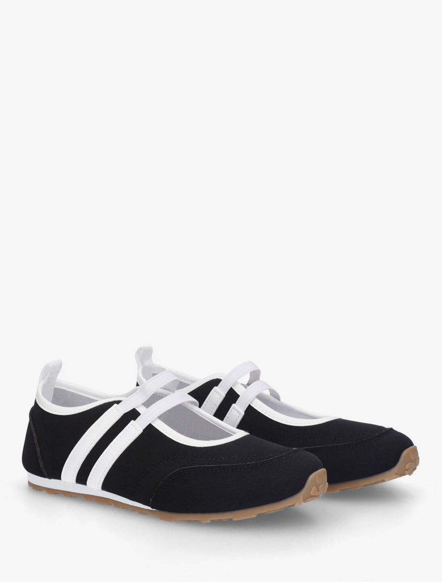 Ballerines en suédine à bandes - Noir - 4