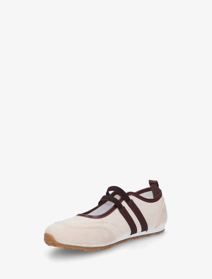 Ballerines en suédine à bandes - Beige - 3