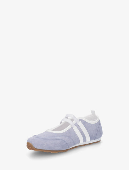 Ballerines en suédine à bandes - Bleu ciel - 3