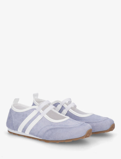 Ballerines en suédine à bandes - Bleu ciel - 4