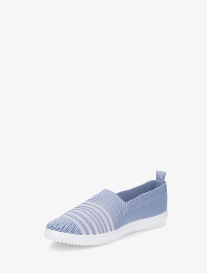Slip-on en maille ajourée rayée - Bleu clair - 3