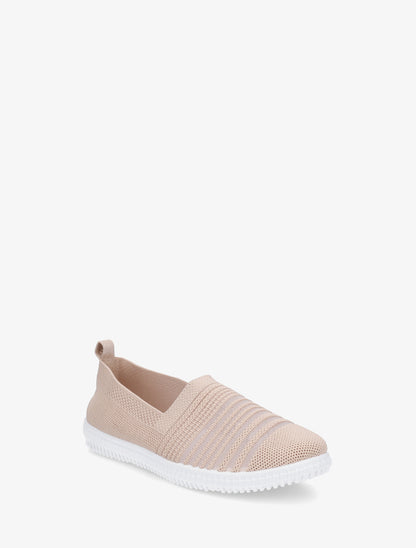 Slip-on en maille ajourée rayée - Beige foncé - 2