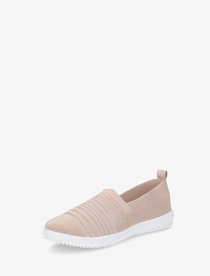 Slip-on en maille ajourée rayée - Beige foncé - 3