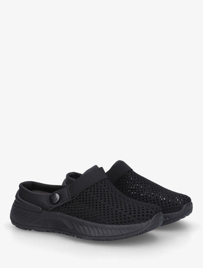 Sabots en toile à bride élastiquée - Noir - 4