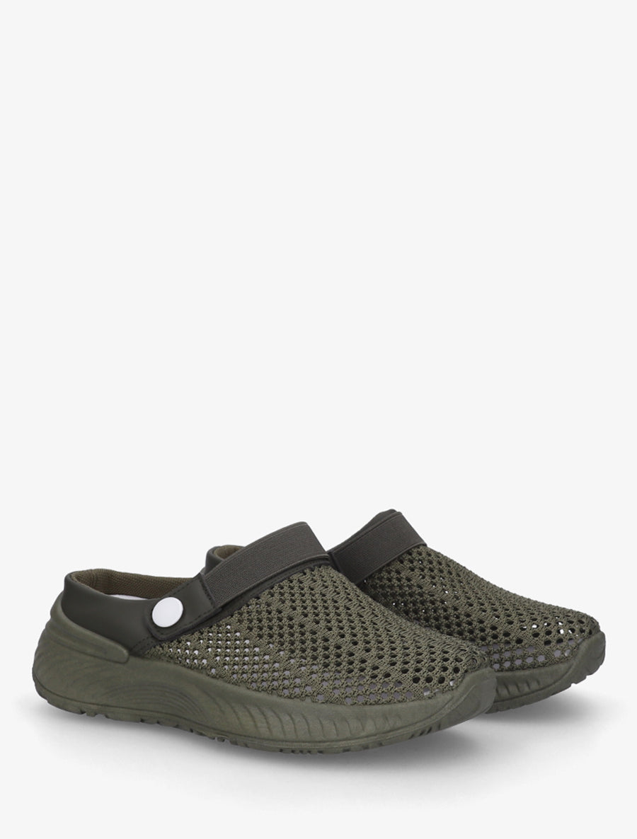 Sabots en toile à bride élastiquée - Kaki - 4