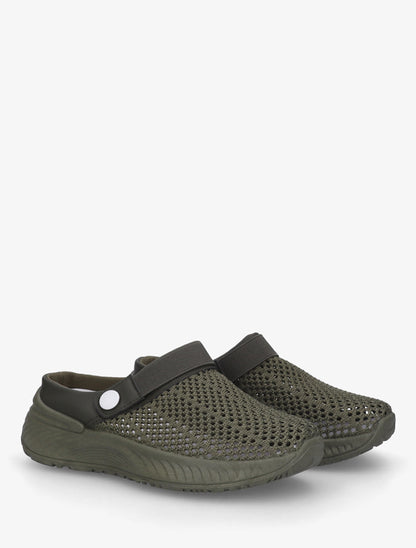 Sabots en toile à bride élastiquée - Kaki - 4