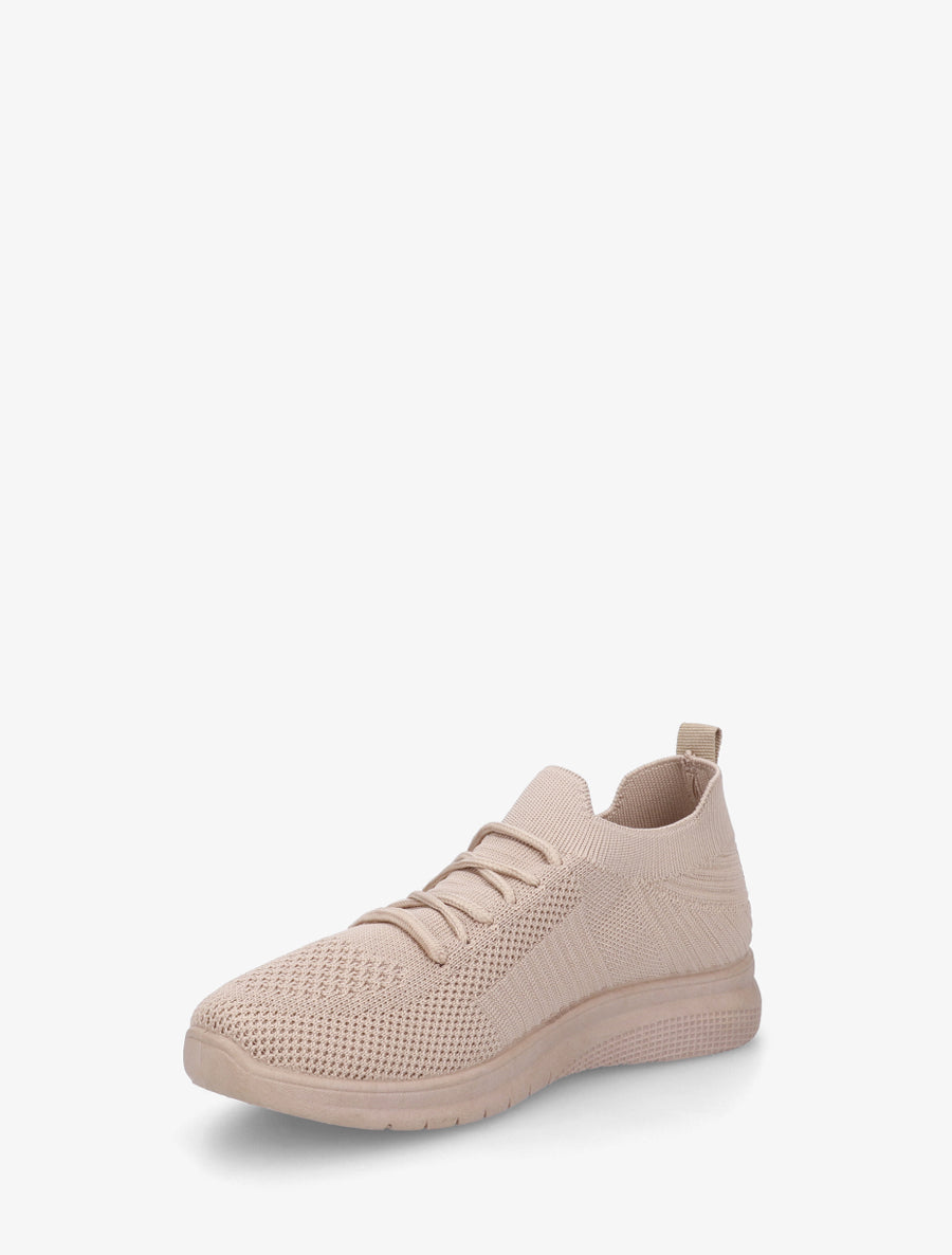 Baskets unies en maille - Taupe - 3