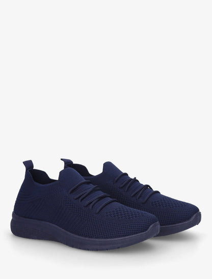 Baskets unies en maille - Marine - 4