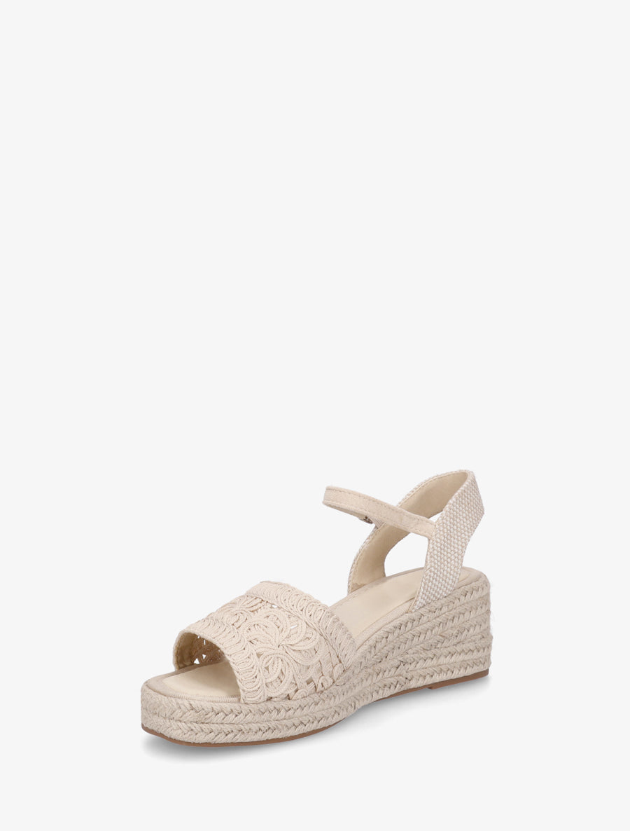 Sandales compensées à semelle en raphia - Beige - 3