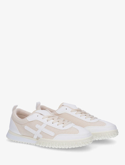 Baskets bimatière à bandes fantaisies - Blanc - 4