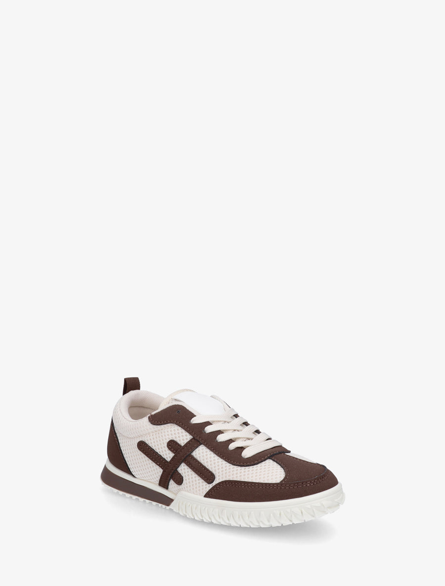 Baskets bimatière à bandes fantaisies - Marron - 2