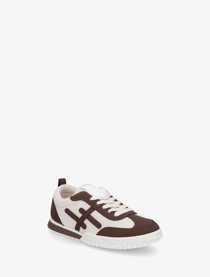 Baskets bimatière à bandes fantaisies - Marron - 2
