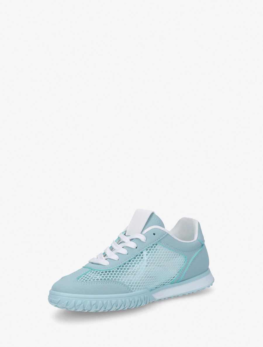 Sneaker mit Streifen und Wabenstoff - Himmelblau