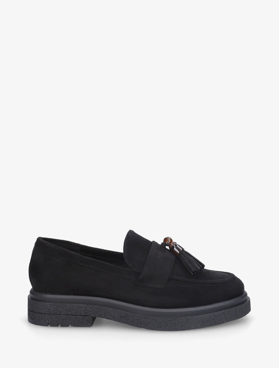 Mocassins en suédine à perles - Noir - 1