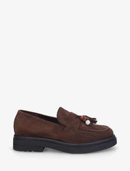 Mocassins en suédine à perles - Marron - 1