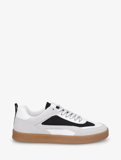 Sneakers en suédine et tissu ajouré - Noir - 1