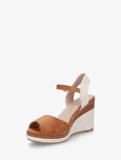 Sandales compensées style espadrille - Camel - 3