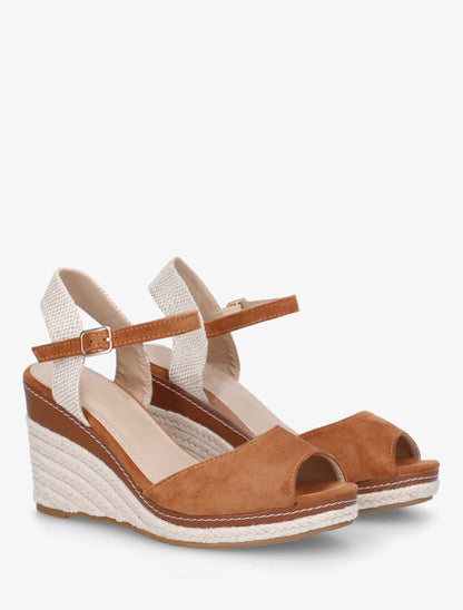 Sandales compensées style espadrille - Camel - 4