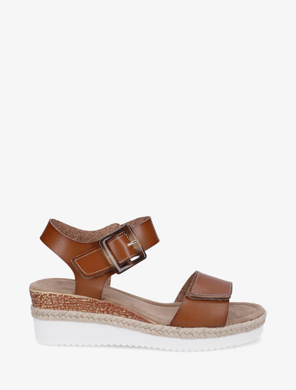 Sandales à scratch en simili - Camel - 1