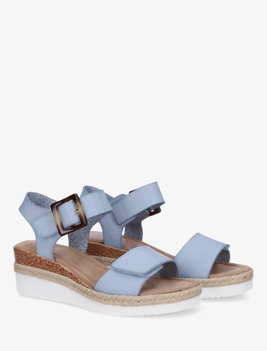 Sandales à scratch en simili - Bleu ciel - 4