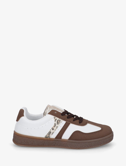 Baskets en simili à bandes contrastantes - Marron - 1