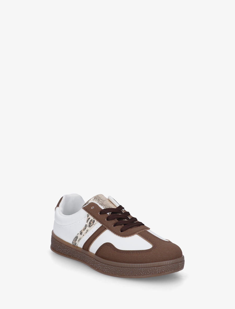 Baskets en simili à bandes contrastantes - Marron - 2