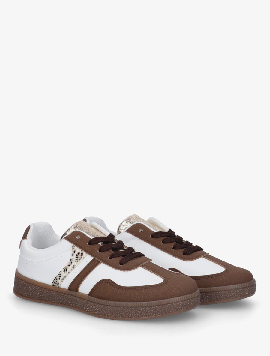 Baskets en simili à bandes contrastantes - Marron - 4