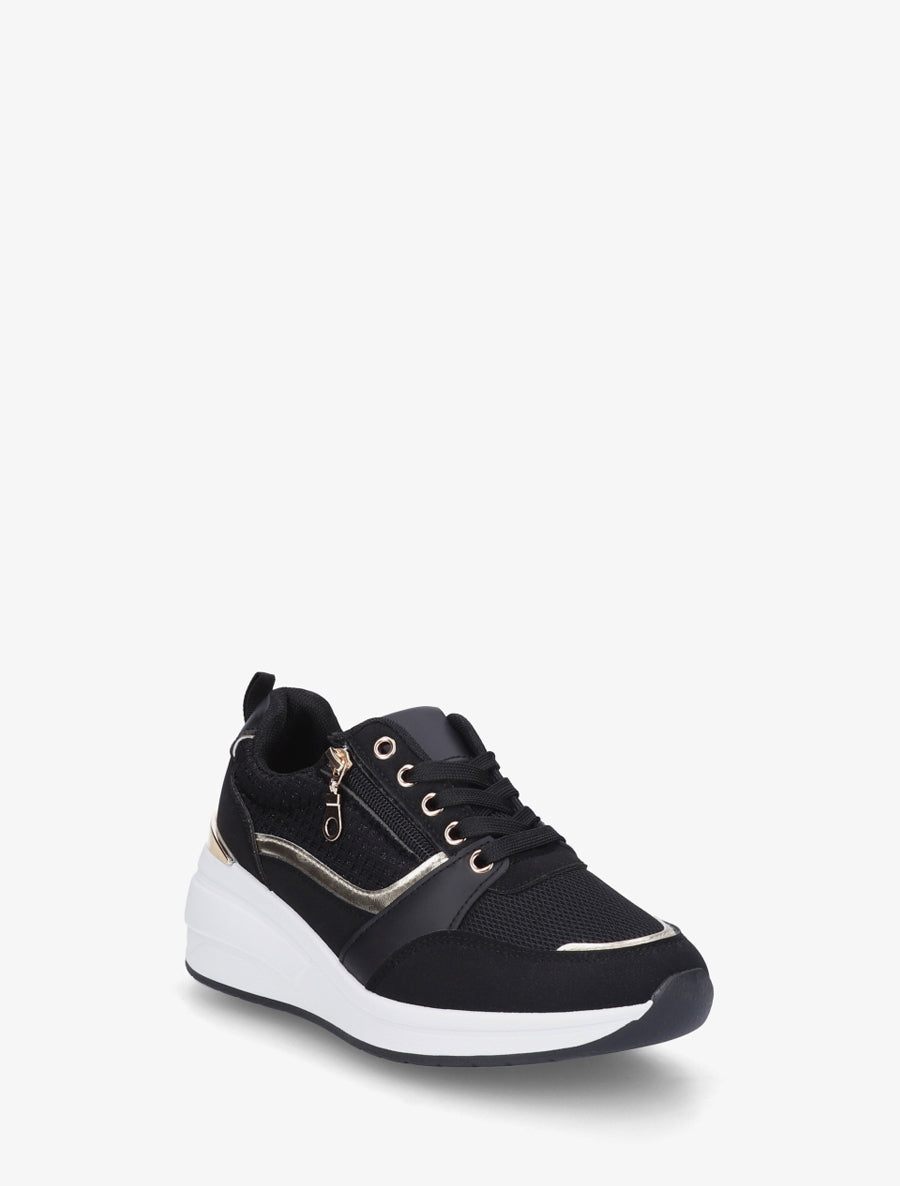Baskets compensées à zip - Noir - 2