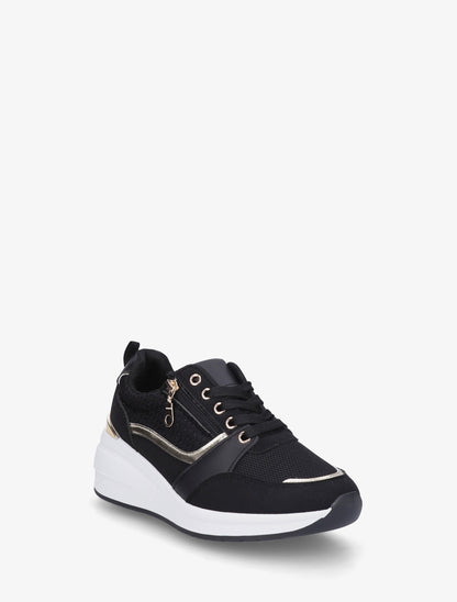 Baskets compensées à zip - Noir - 2