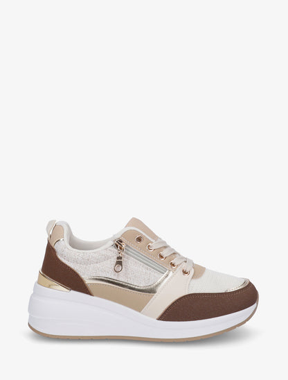 Baskets compensées à zip - Marron - 1