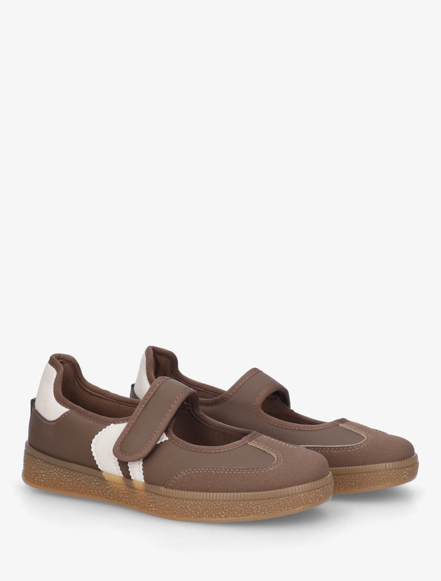 Ballerines style sneakers à scratch - Marron - 4