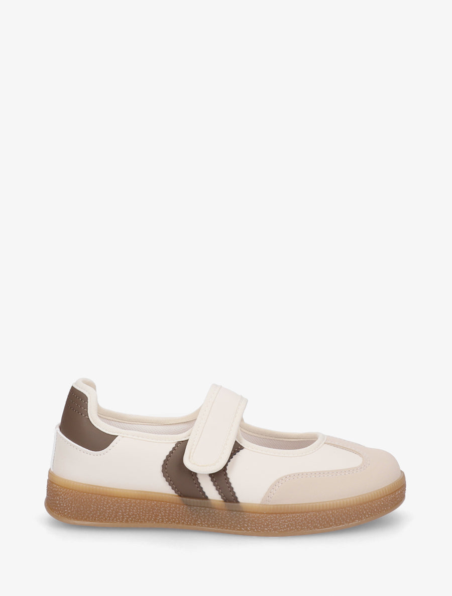 Ballerines style sneakers à scratch - Beige - 1